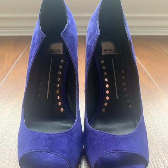 Dolce Vita 'Isabel' Peep Toe Purple Pump Suede Womens Size 8.5 - Picture 1 of 5